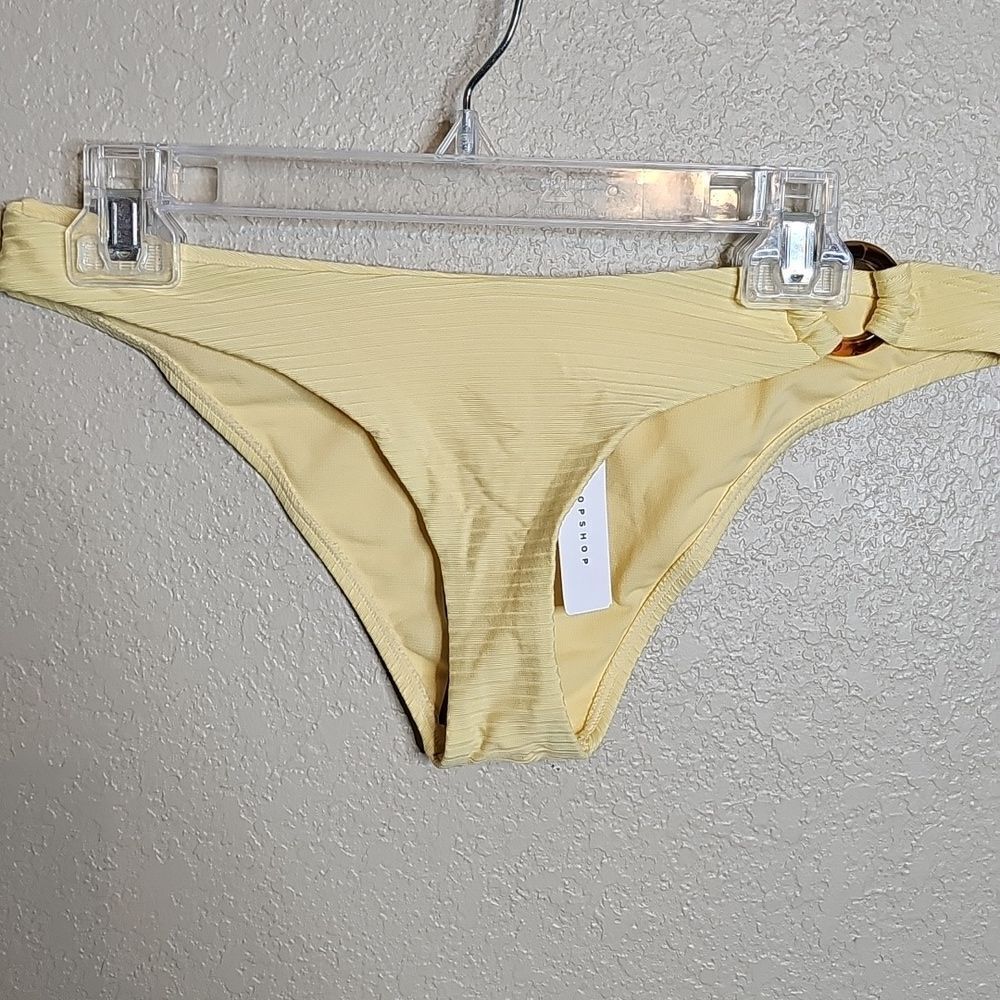 NWT Topshop Yellow Ribbed Bikini Set One Shoulder Top 8 top/6 Bottom - Picture 5 of 9